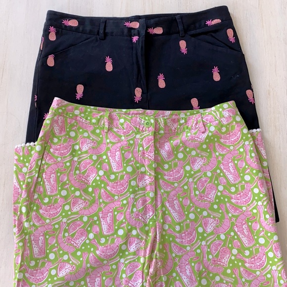 Lilly Pulitzer Pants - Lilly Pulitzer 10” high rise vintage y2k 90’s crop pants pineapple crawfish 8